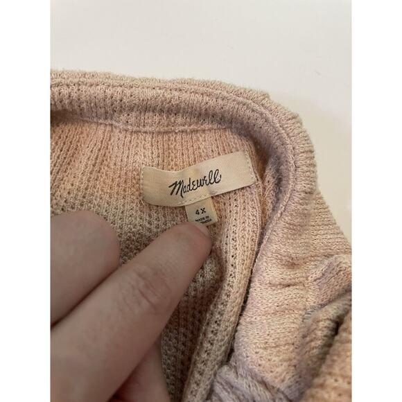 Madewell Size 4X Blush Pink Textured Cotton Blend Top Tie Keyhole - Picture 3 of 6
